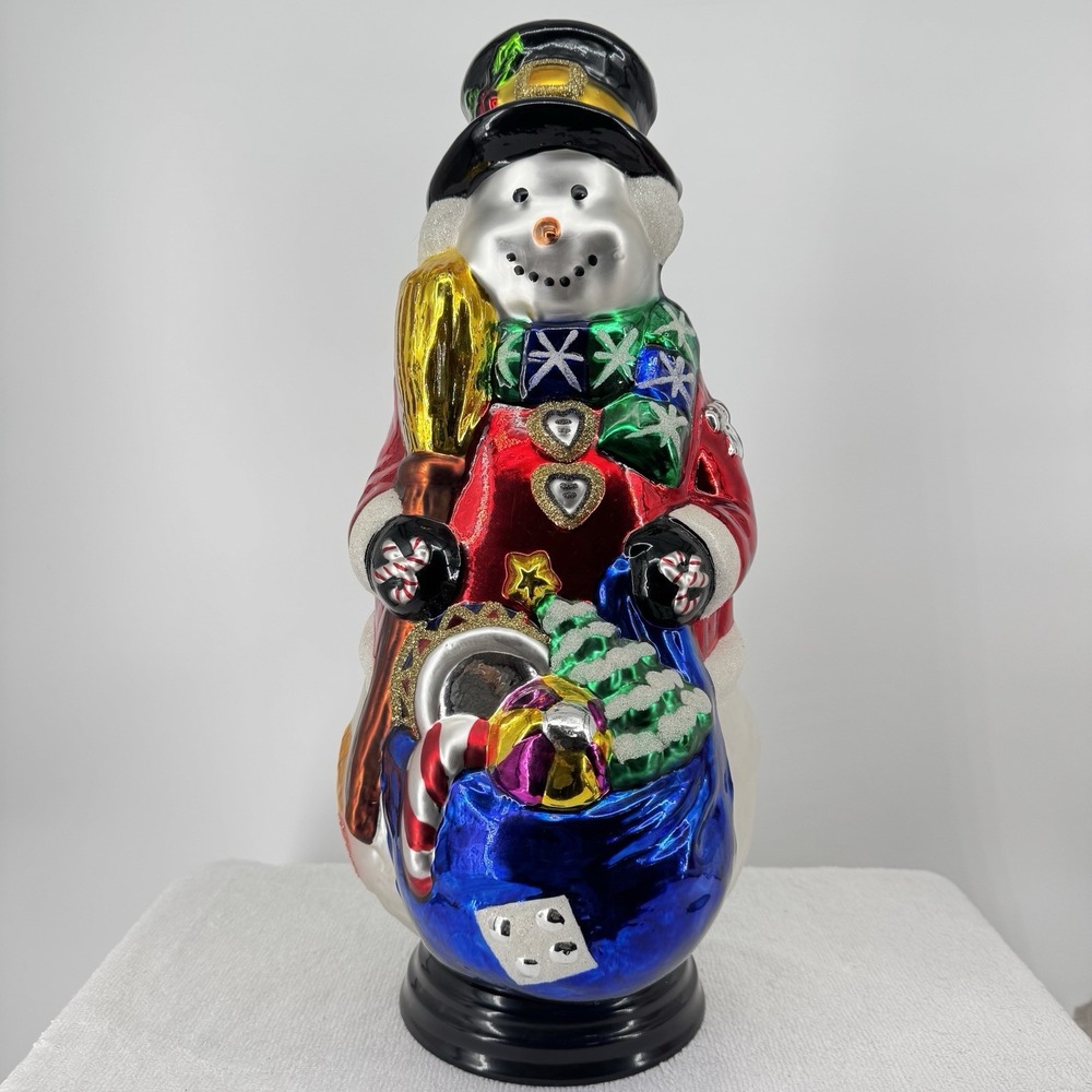 Vintage Traditions Glass Snowman Hand‎ Painted, 18" Tall Christmas Decor Holiday